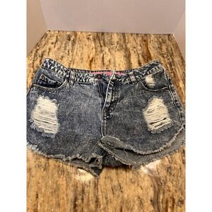 Tinseltown Jean Shorts Women's Size 4 Grunge Blue Distressed Denim Cutoffs